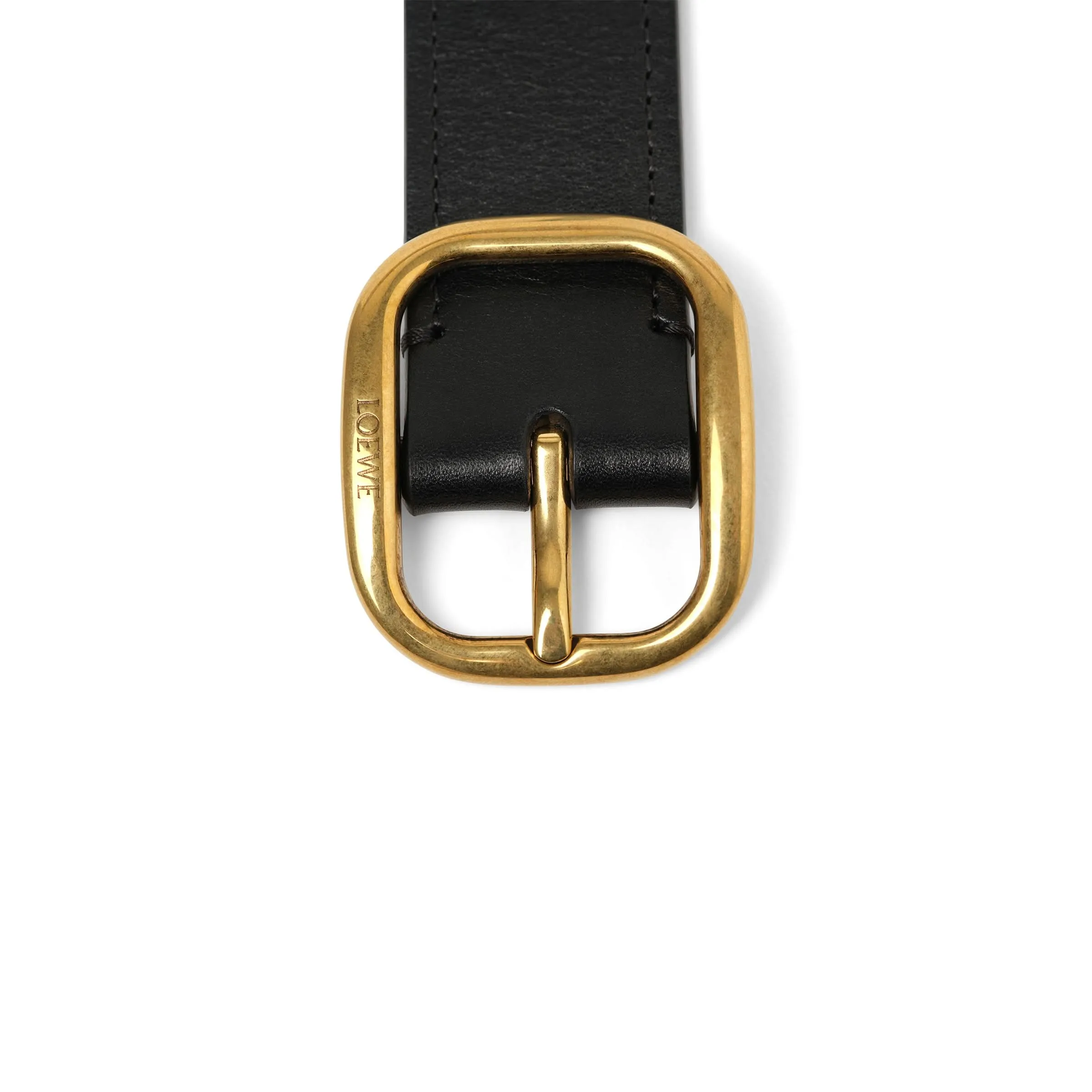 Rounded Soft 3.5 Cm Belt in Black/Gold