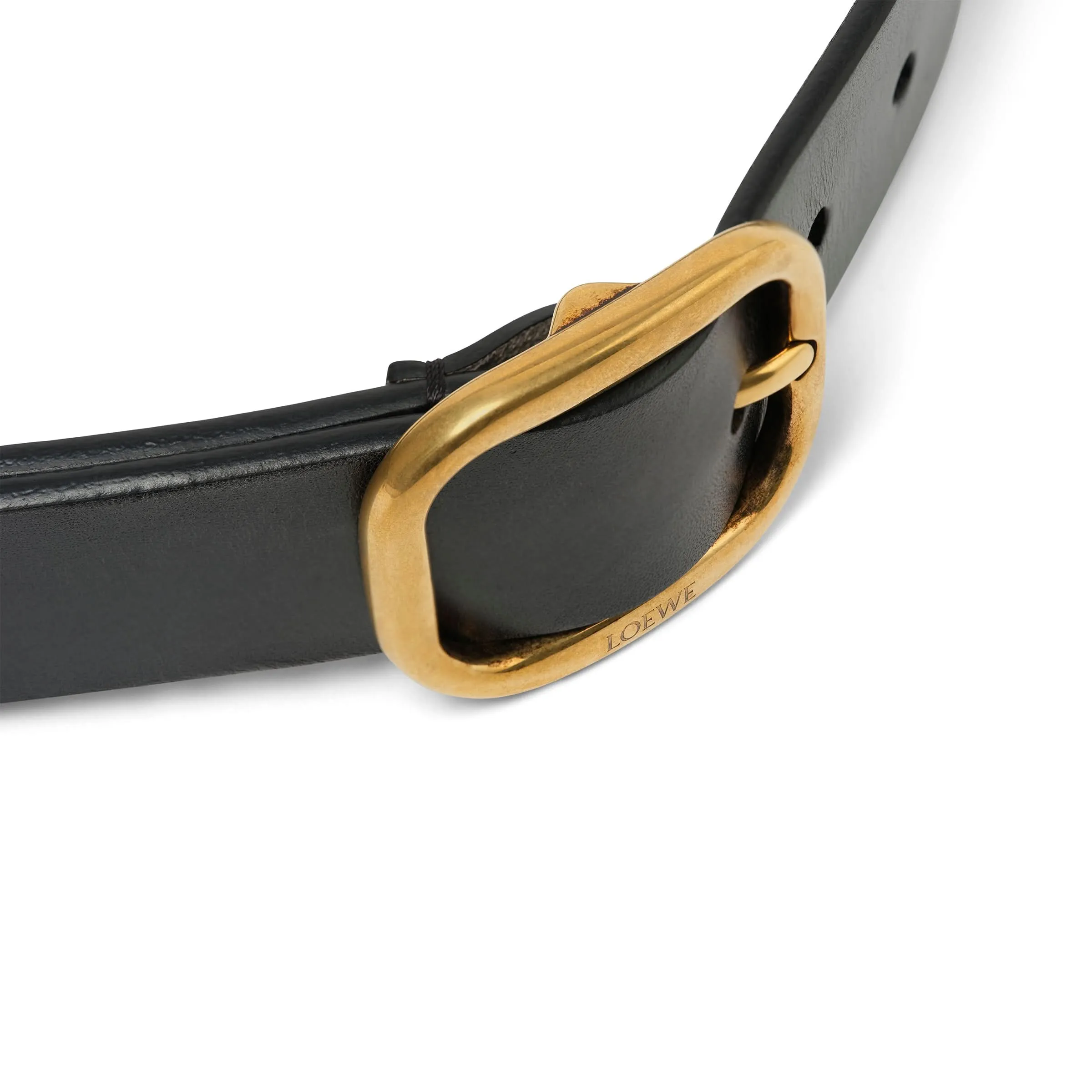 Rounded Soft 3.5 Cm Belt in Black/Gold