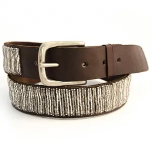 Silver Beaded Leather Belt