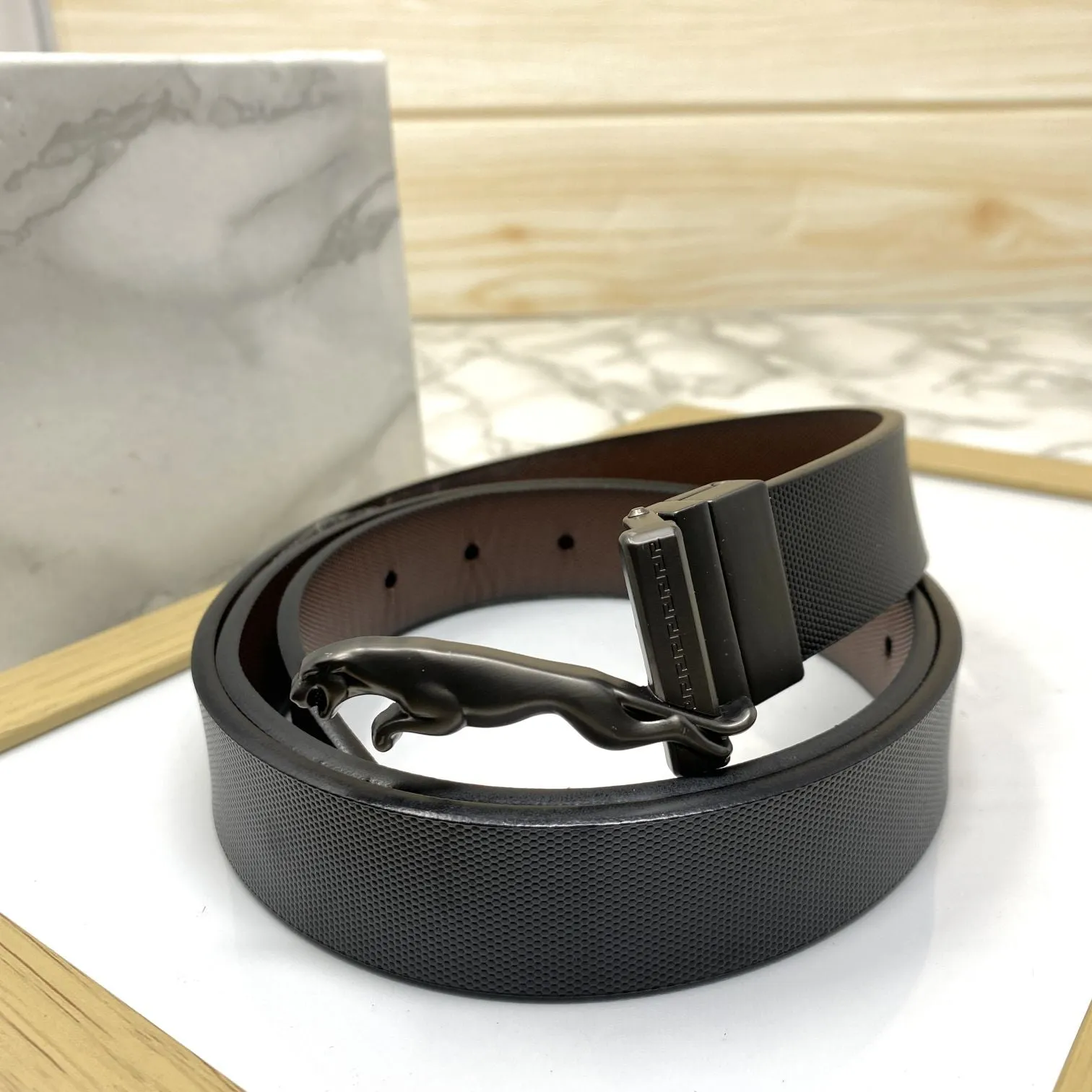 Small Jaguar Pattern Reversible Strap Belt -JonasParamount