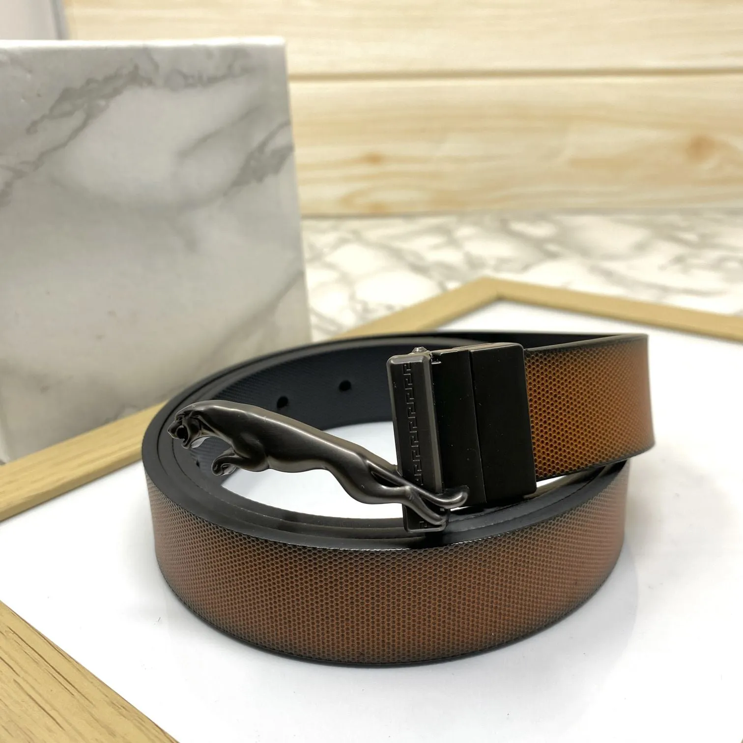 Small Jaguar Pattern Reversible Strap Belt -JonasParamount