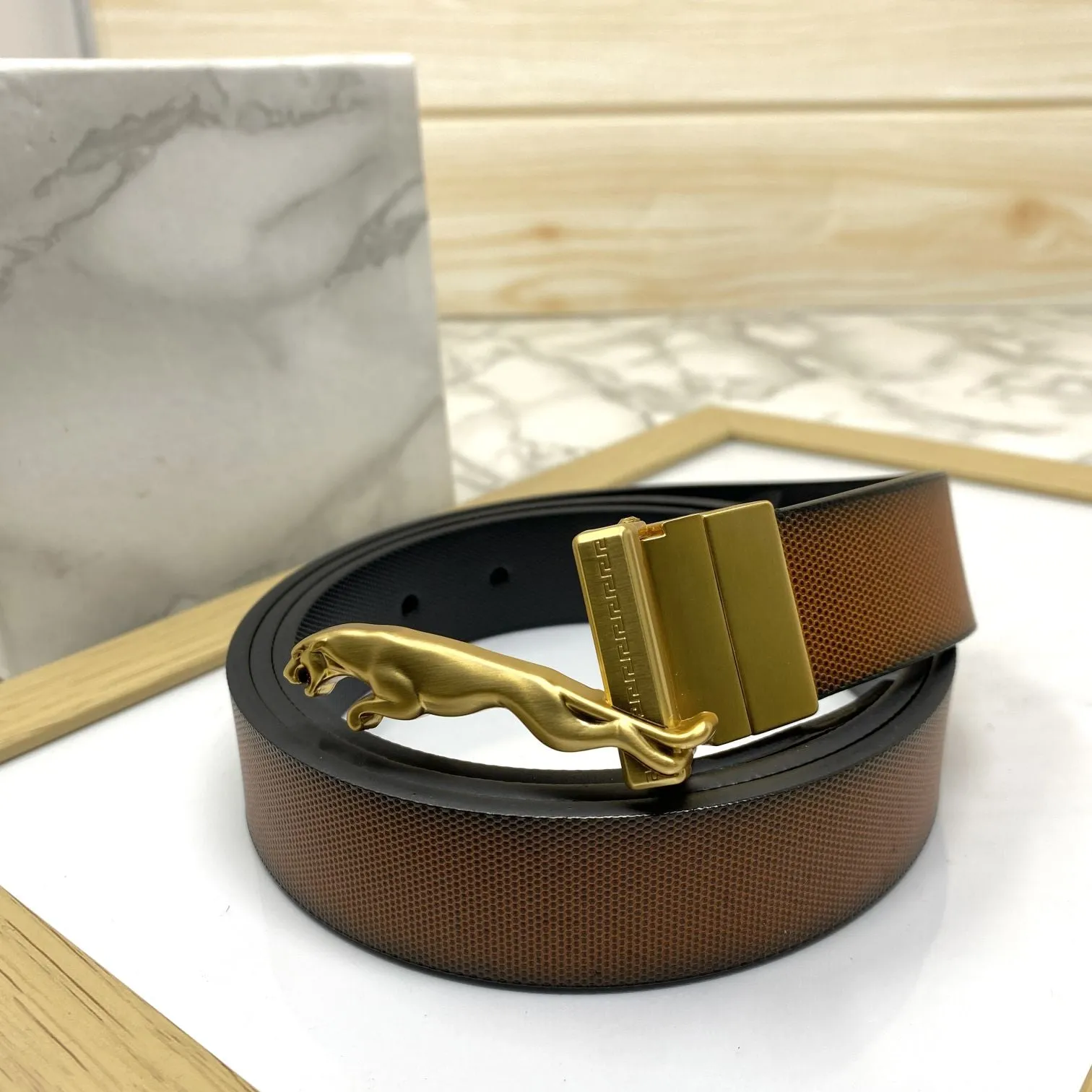 Small Jaguar Pattern Reversible Strap Belt -JonasParamount