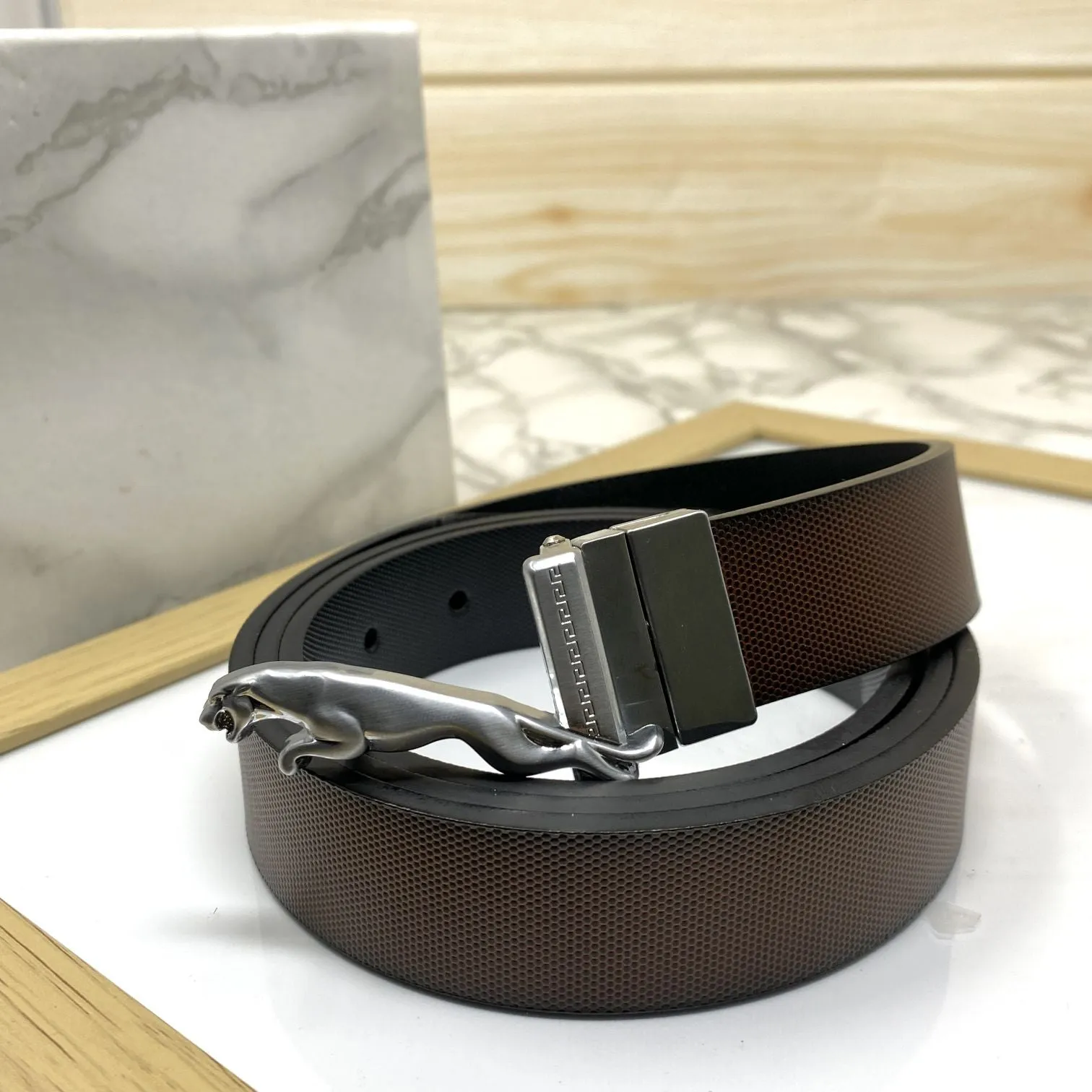 Small Jaguar Pattern Reversible Strap Belt -JonasParamount