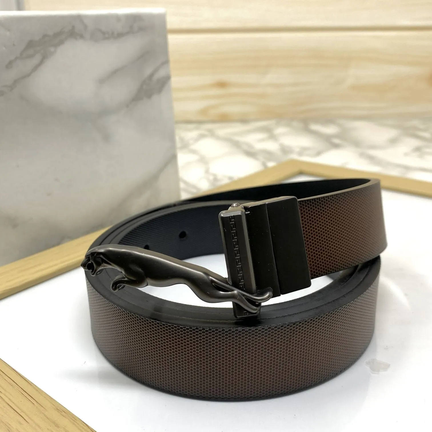 Small Jaguar Pattern Reversible Strap Belt -JonasParamount