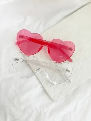 Thick Heart Sunglasses - Clear