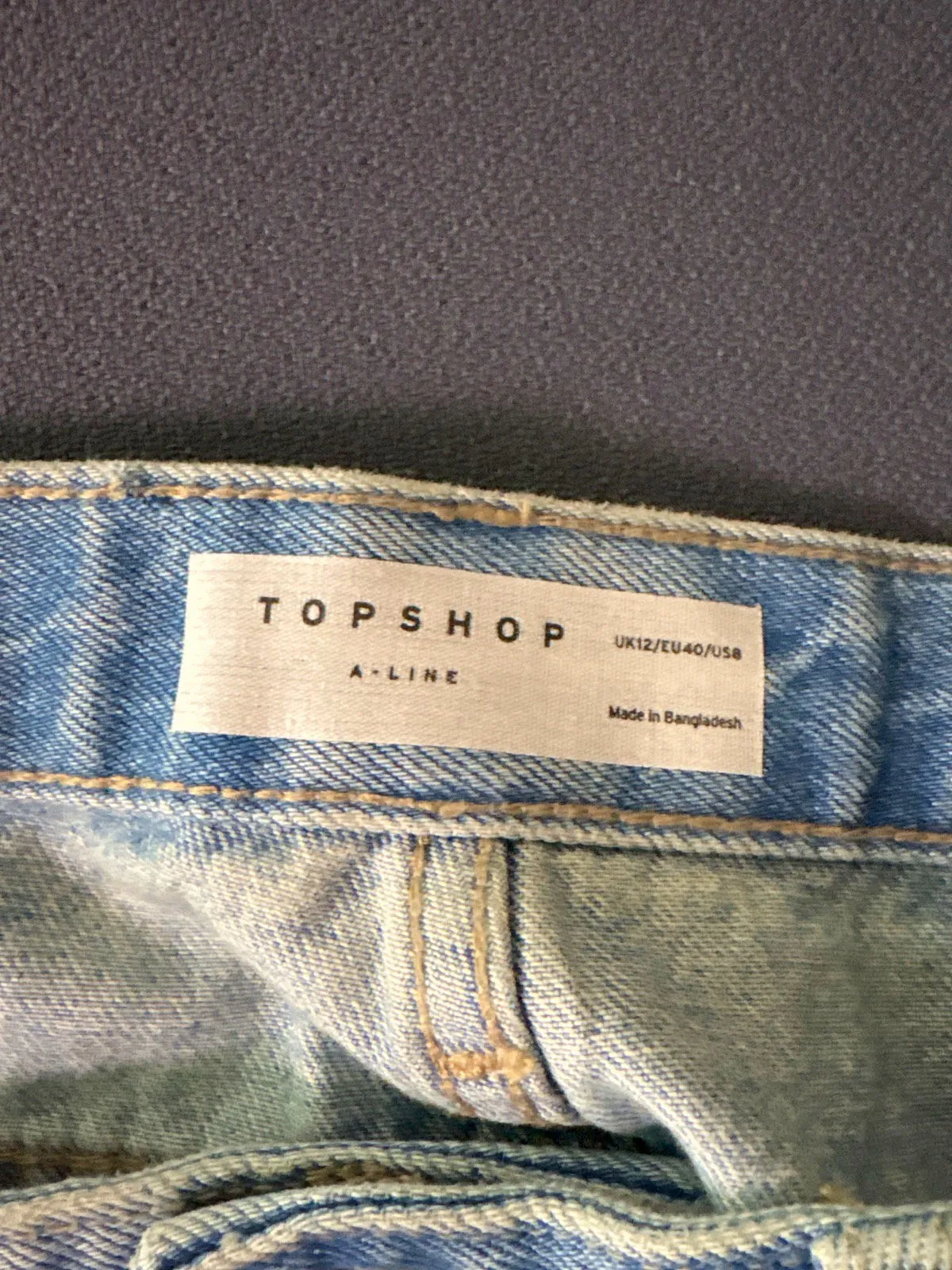 Topshop Light Blue A-Line Denim Shorts UK 12