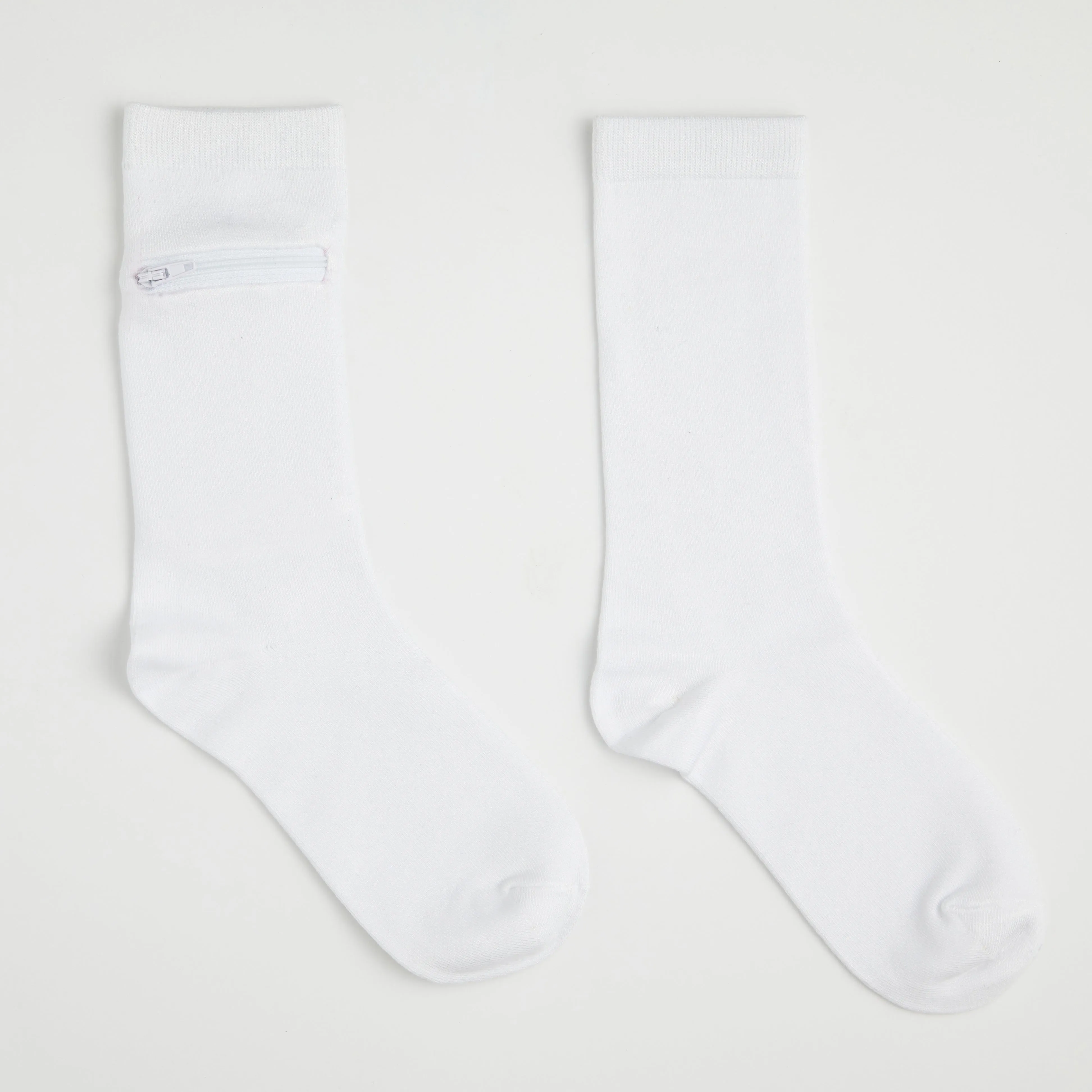 Unisex Calf-Length Bamboo Zipper Pocket Travel Socks-All Sales Final