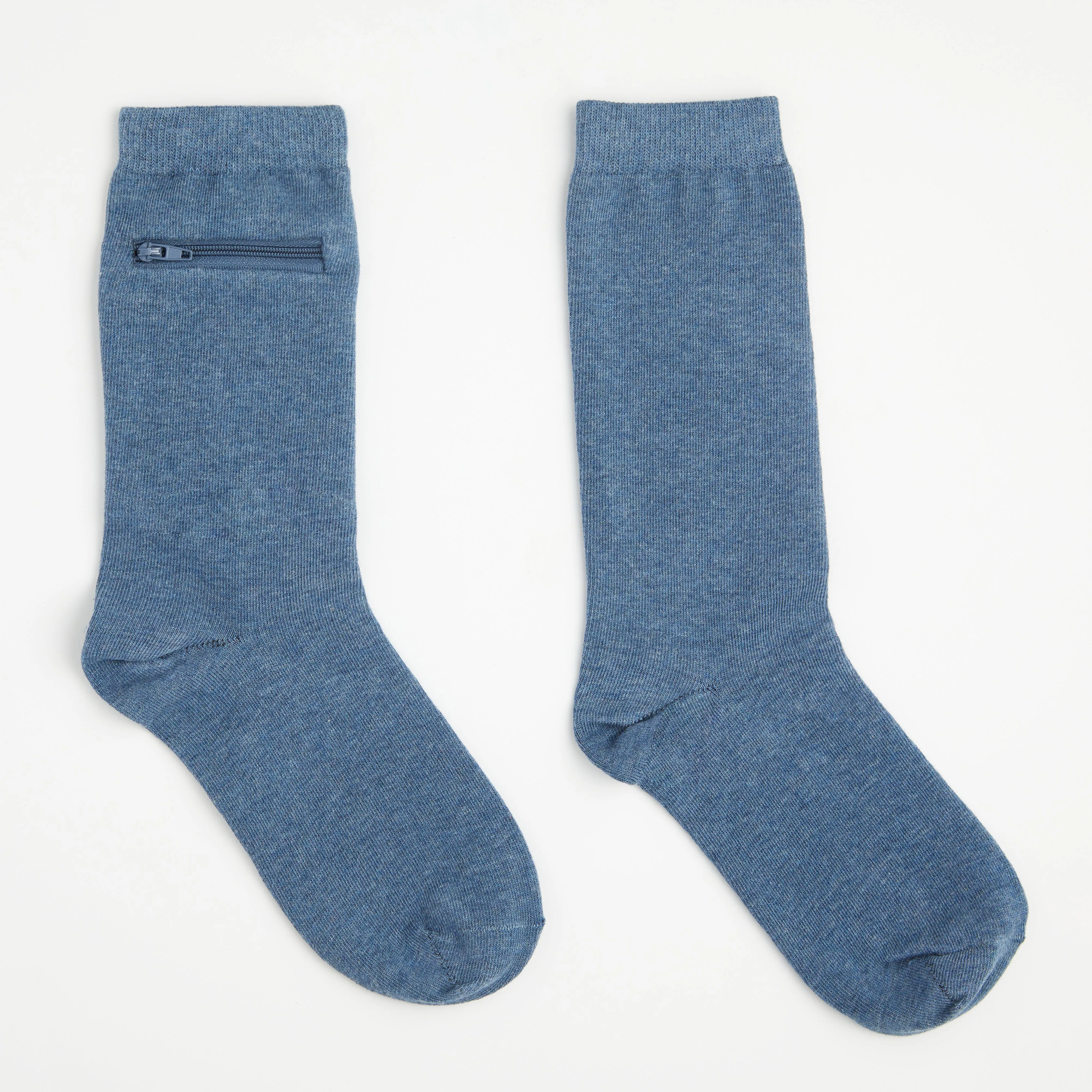 Unisex Calf-Length Bamboo Zipper Pocket Travel Socks-All Sales Final