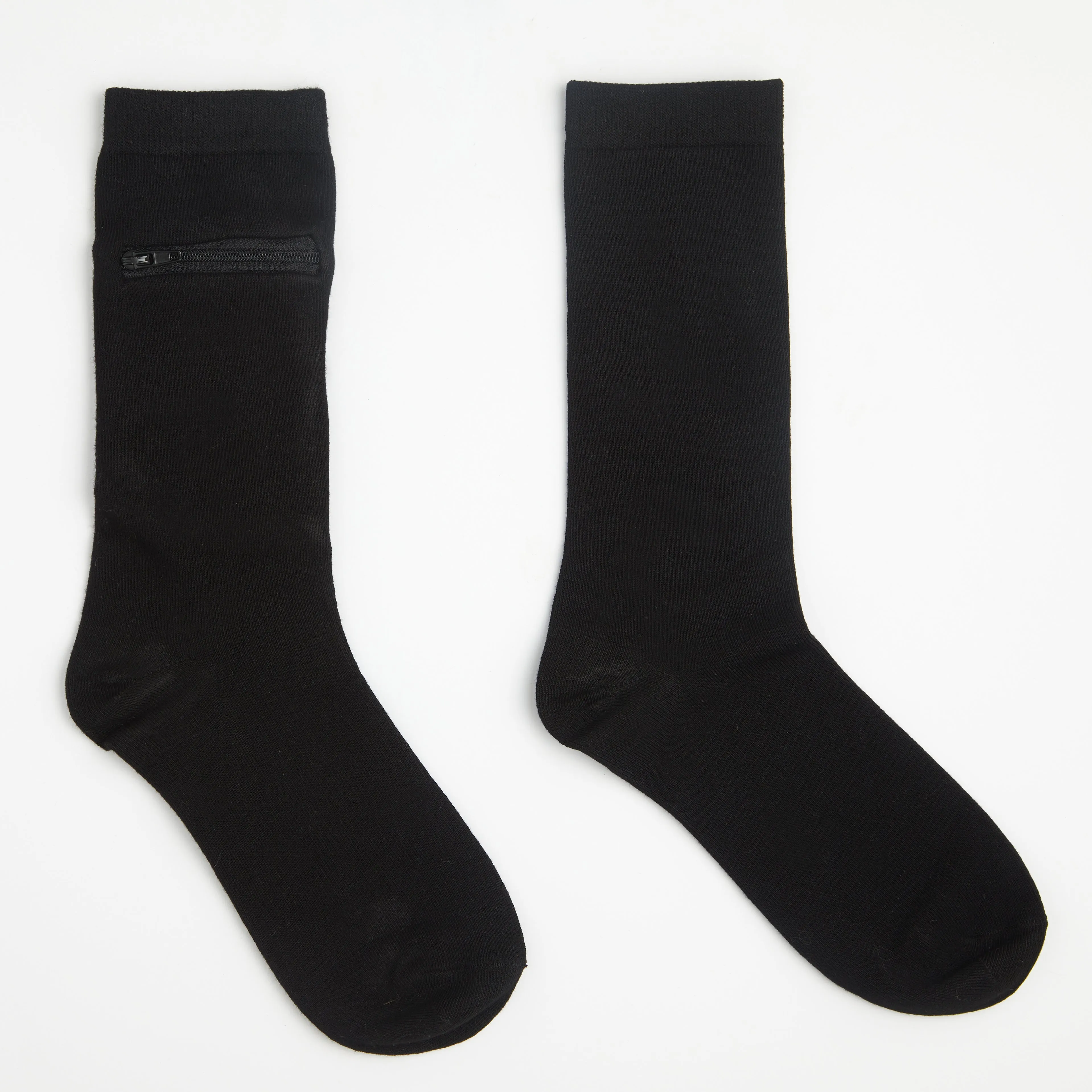 Unisex Calf-Length Bamboo Zipper Pocket Travel Socks-All Sales Final