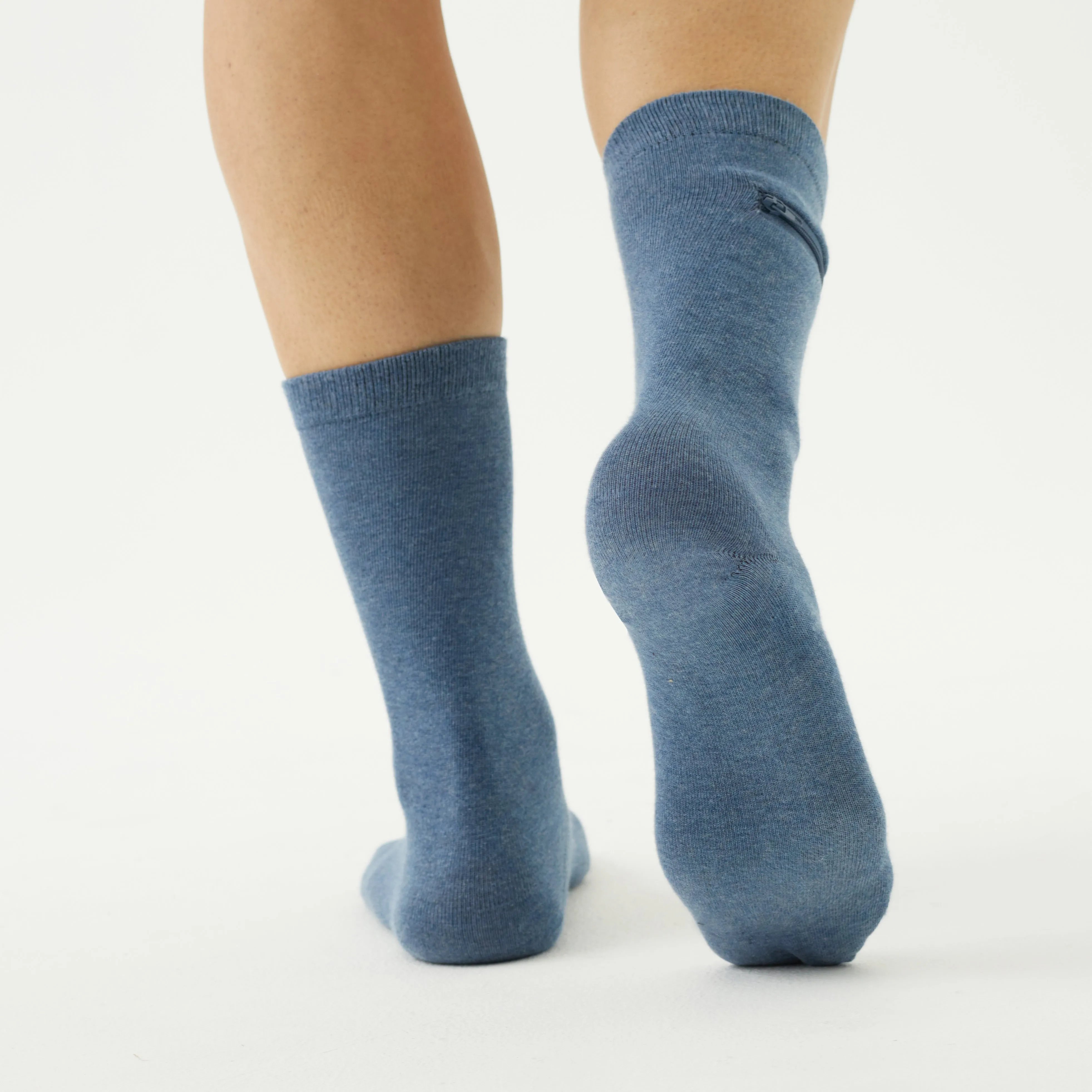 Unisex Calf-Length Bamboo Zipper Pocket Travel Socks-All Sales Final