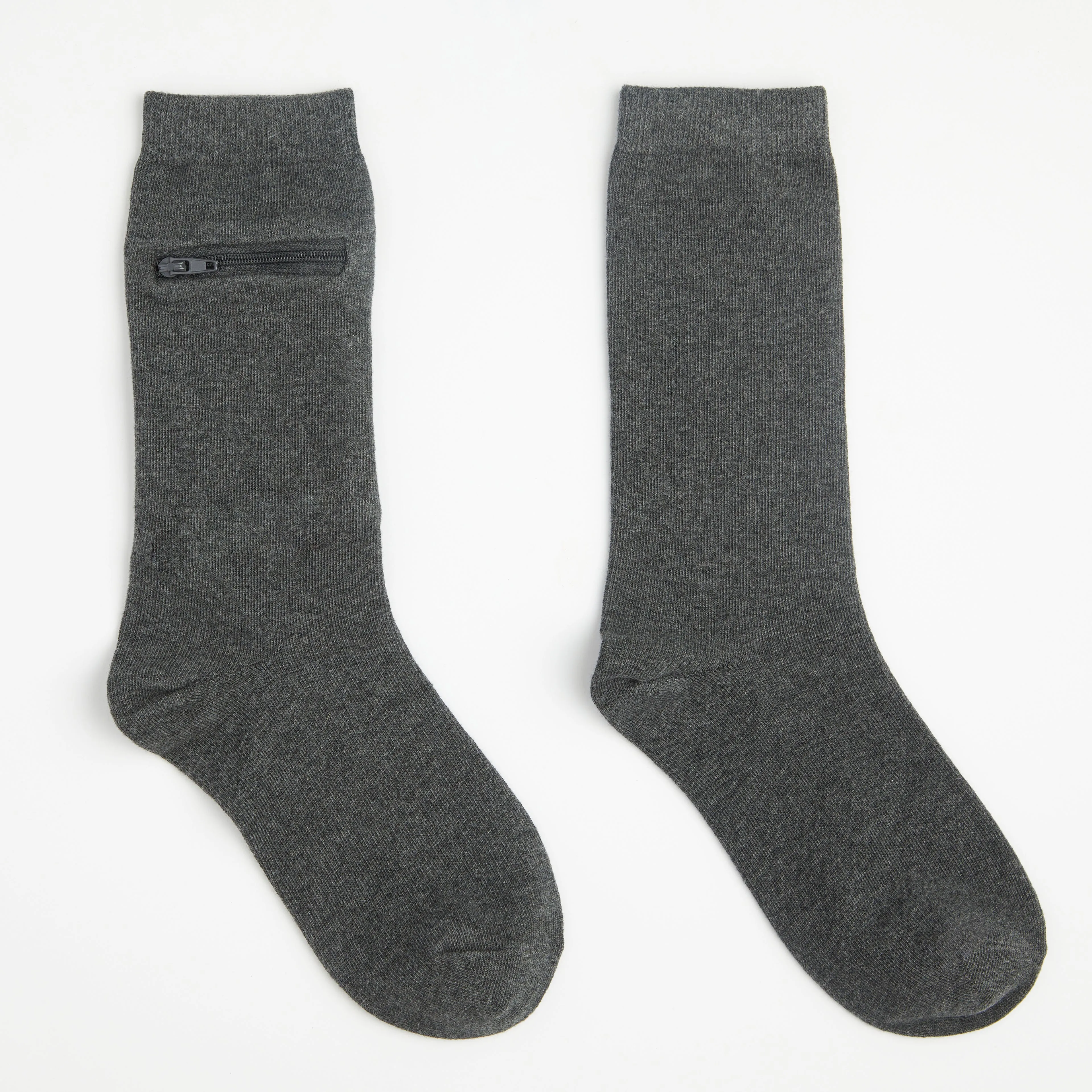 Unisex Calf-Length Bamboo Zipper Pocket Travel Socks-All Sales Final