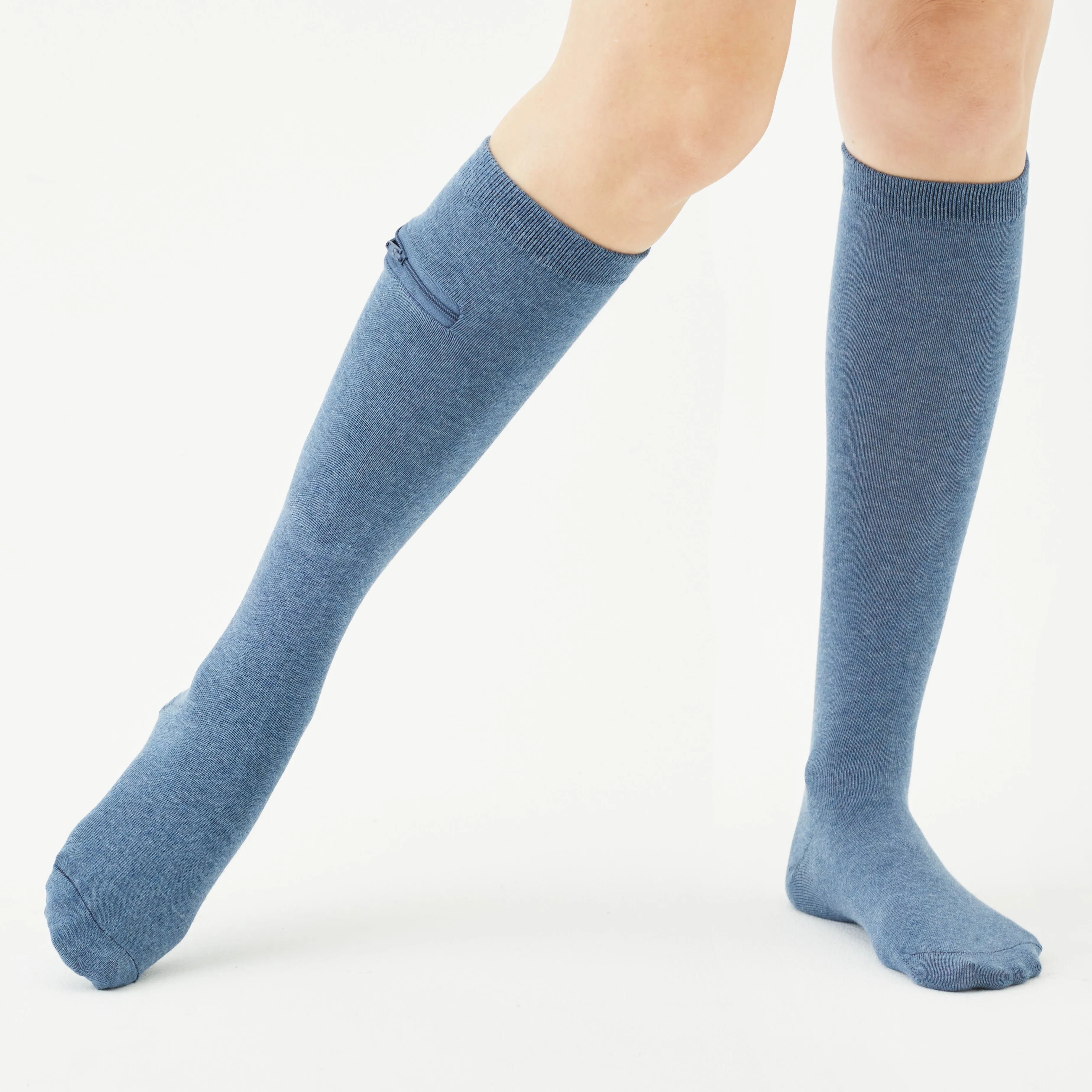 Unisex Knee High-Length Bamboo Zipper Pocket Travel Socks-All Sales Final