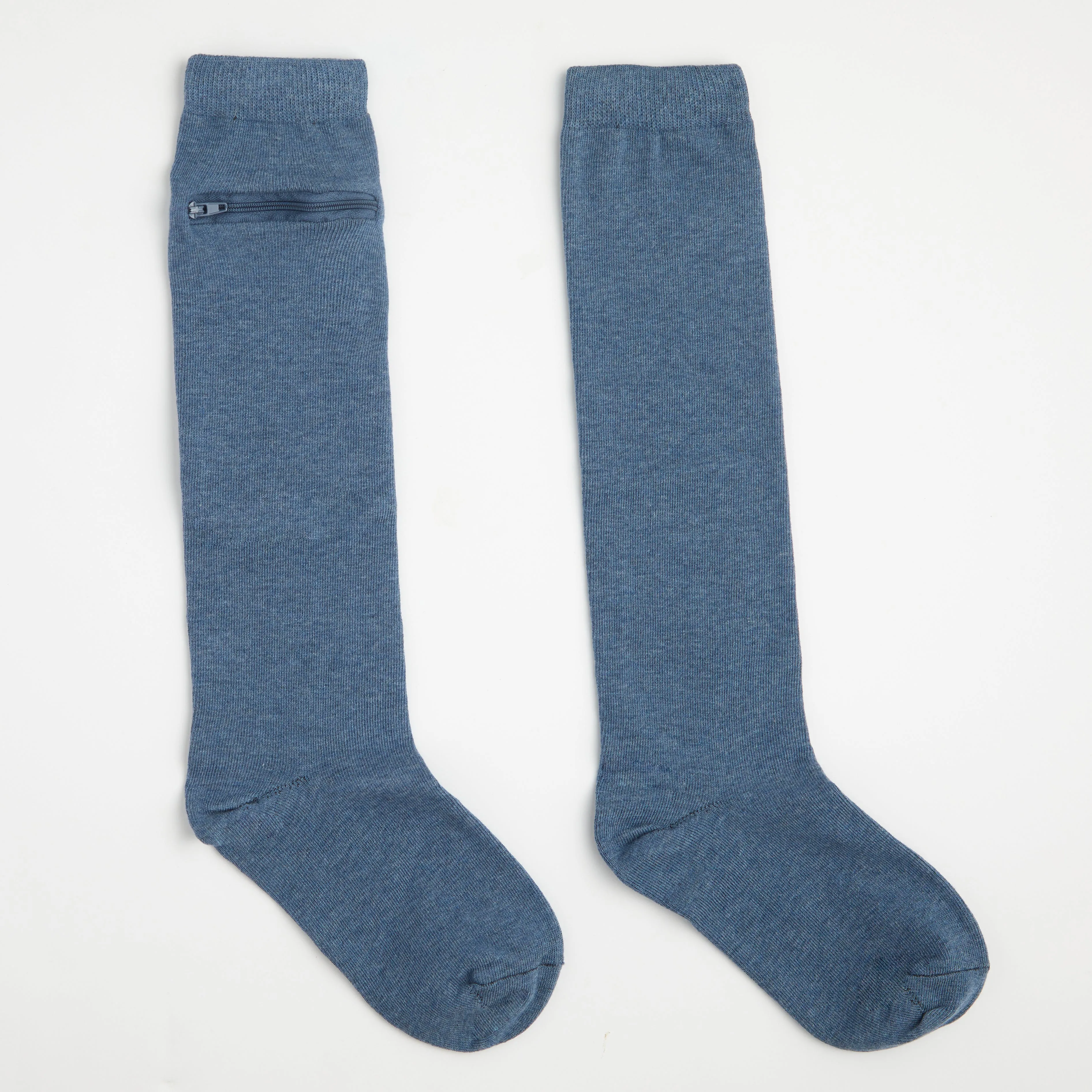 Unisex Knee High-Length Bamboo Zipper Pocket Travel Socks-All Sales Final