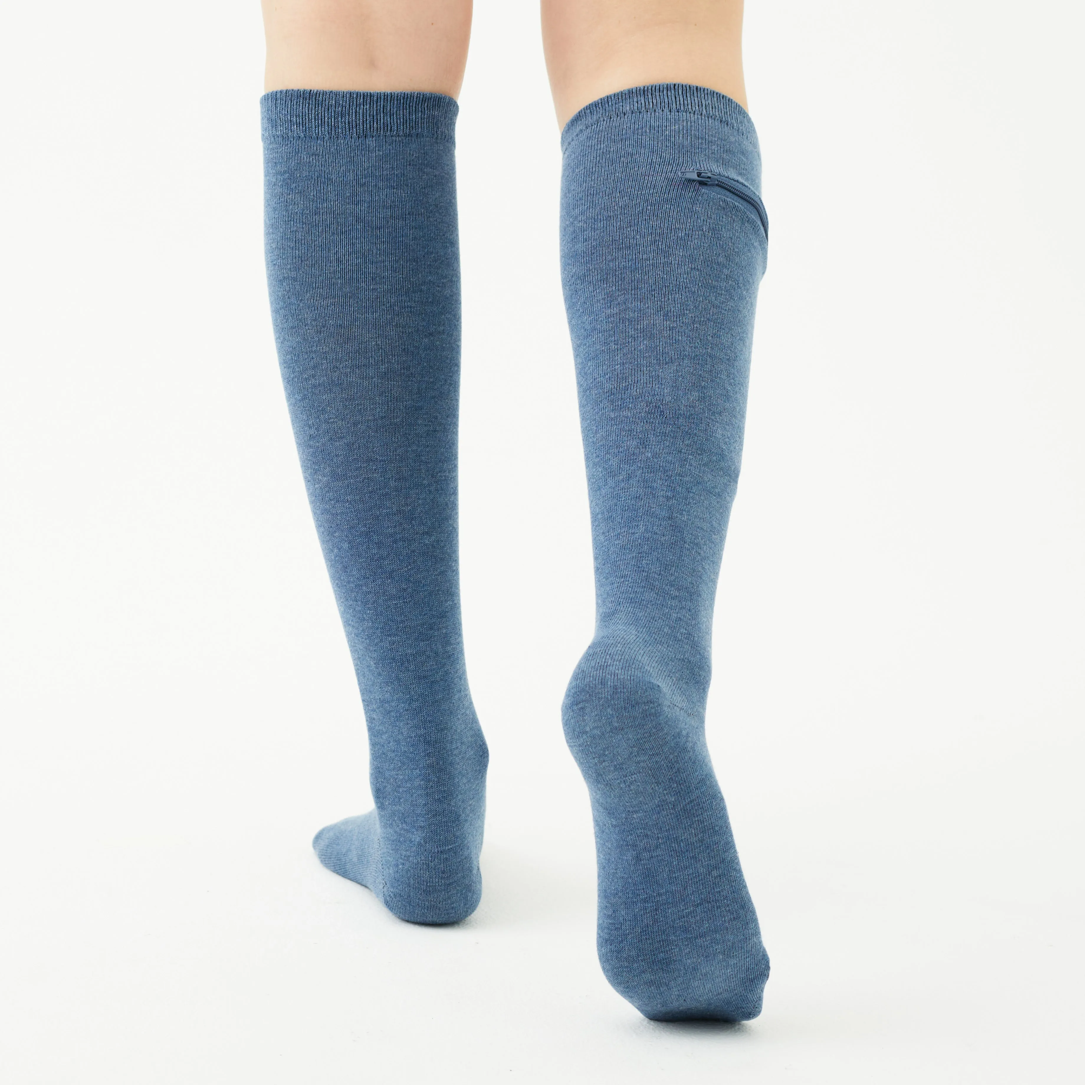 Unisex Knee High-Length Bamboo Zipper Pocket Travel Socks-All Sales Final