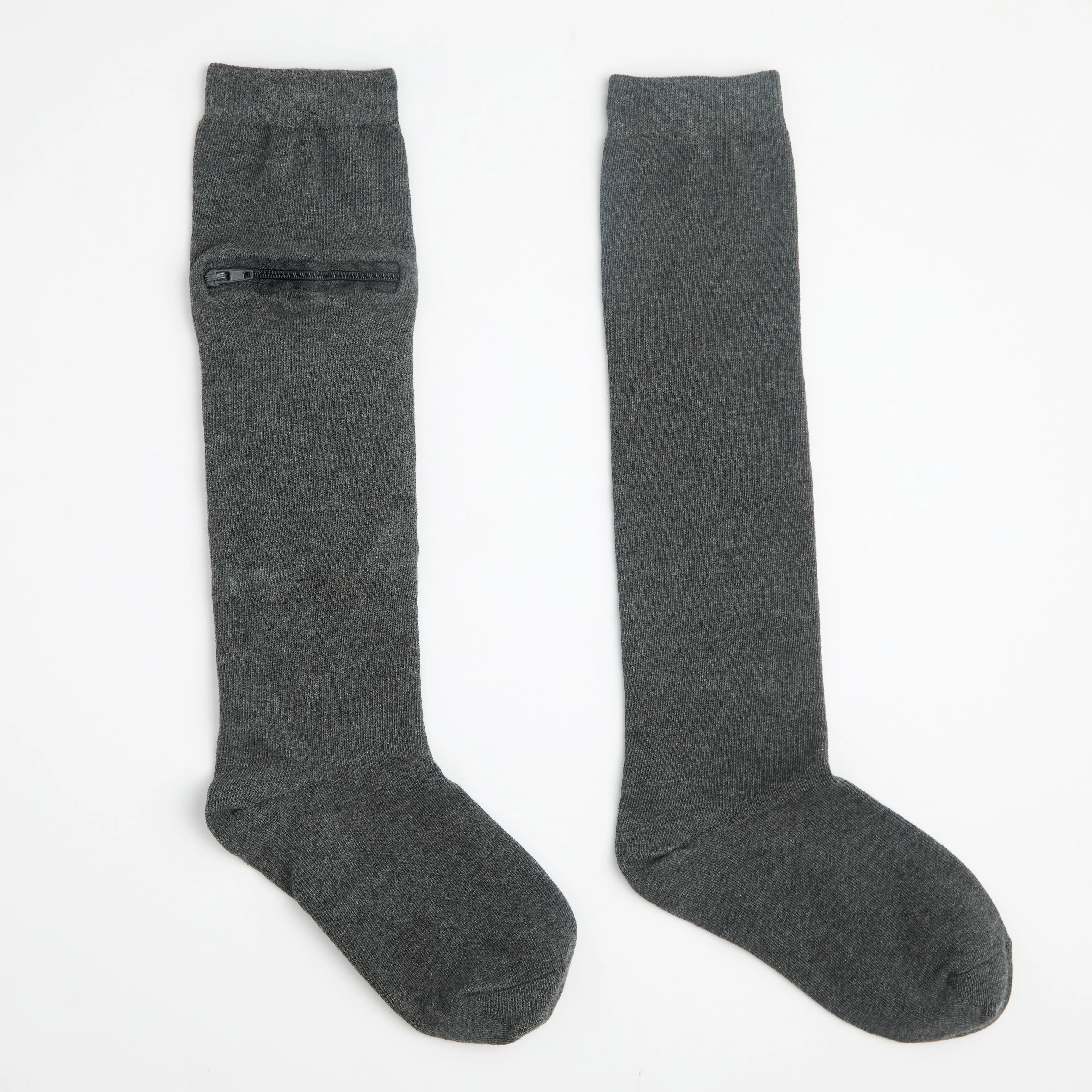 Unisex Knee High-Length Bamboo Zipper Pocket Travel Socks-All Sales Final