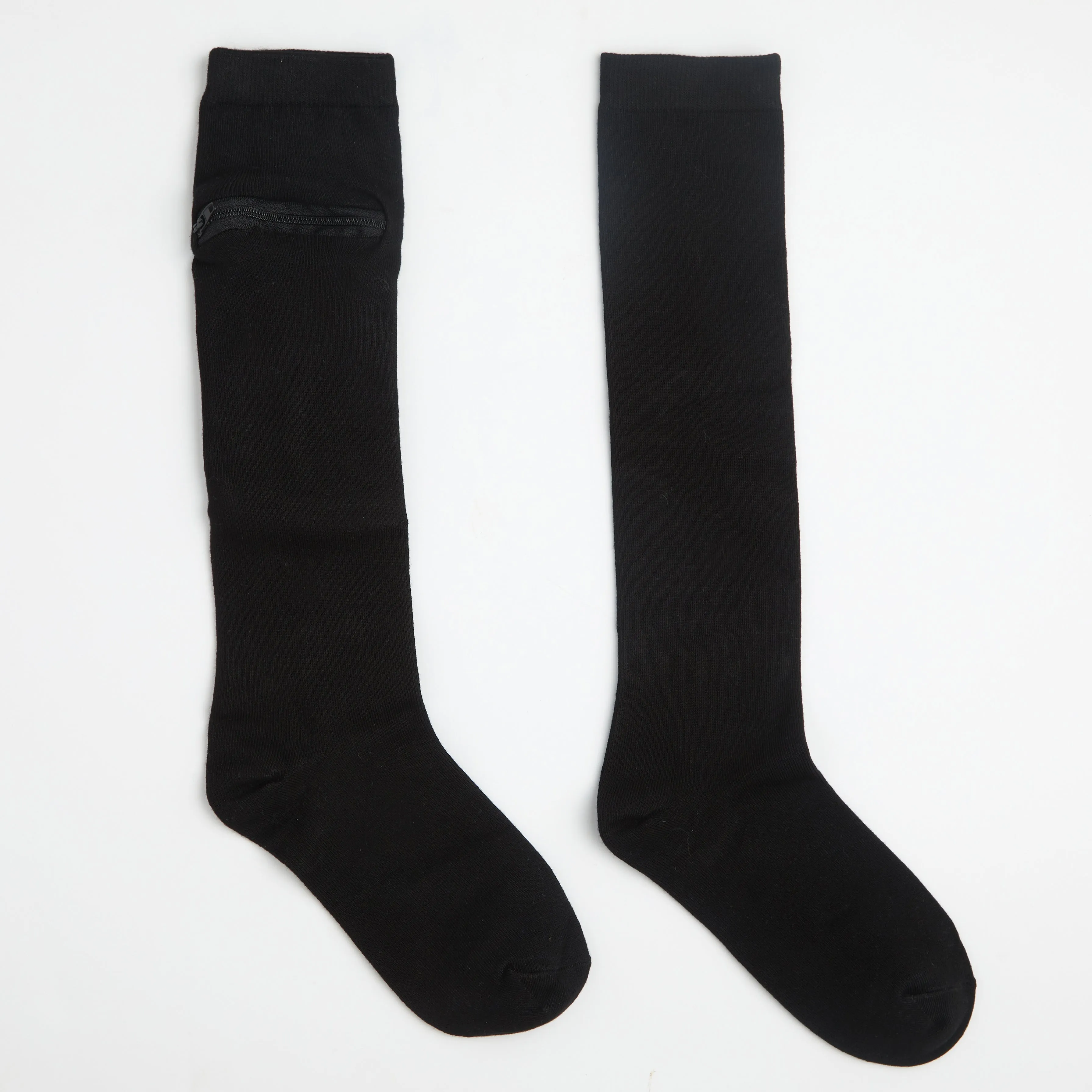 Unisex Knee High-Length Bamboo Zipper Pocket Travel Socks-All Sales Final