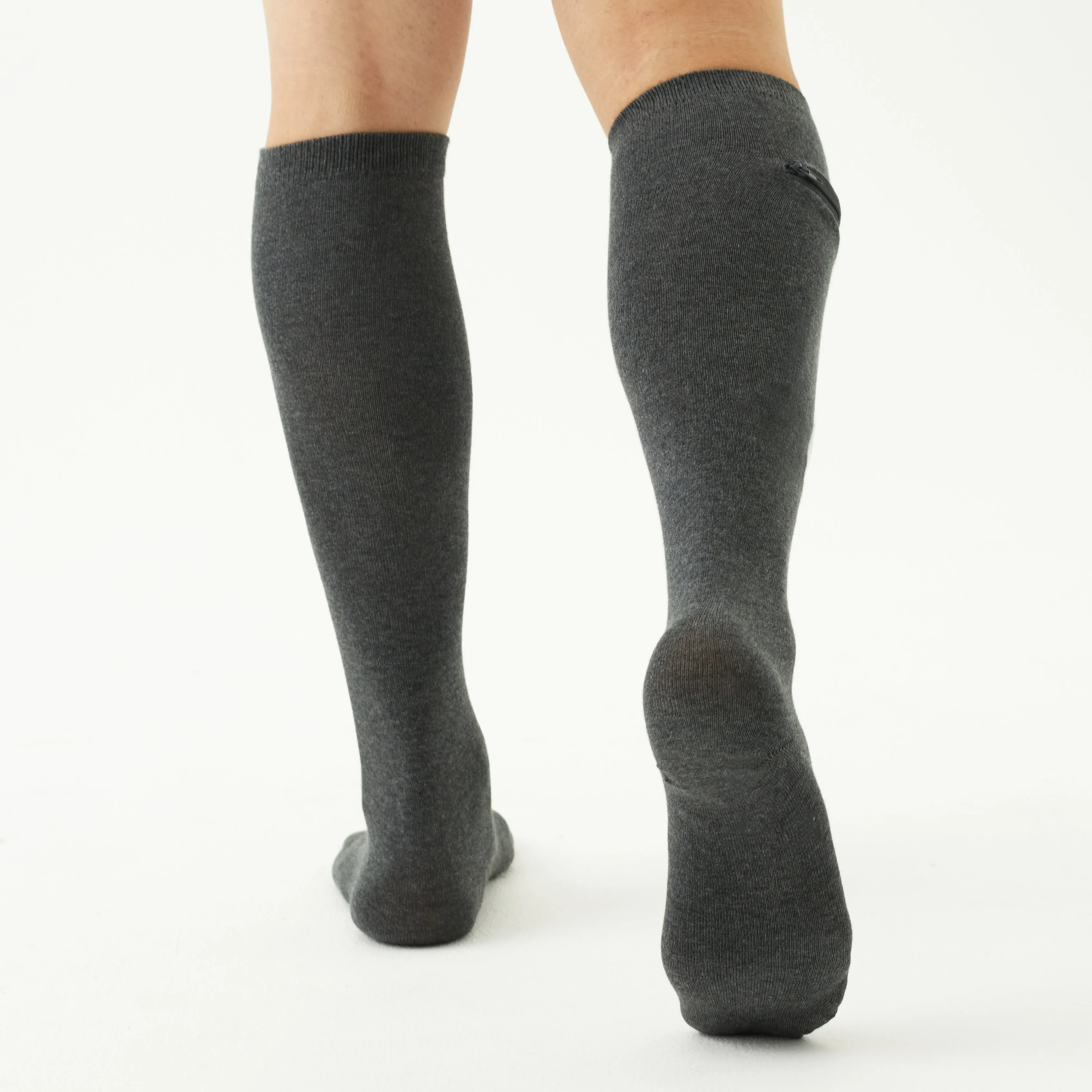 Unisex Knee High-Length Bamboo Zipper Pocket Travel Socks-All Sales Final