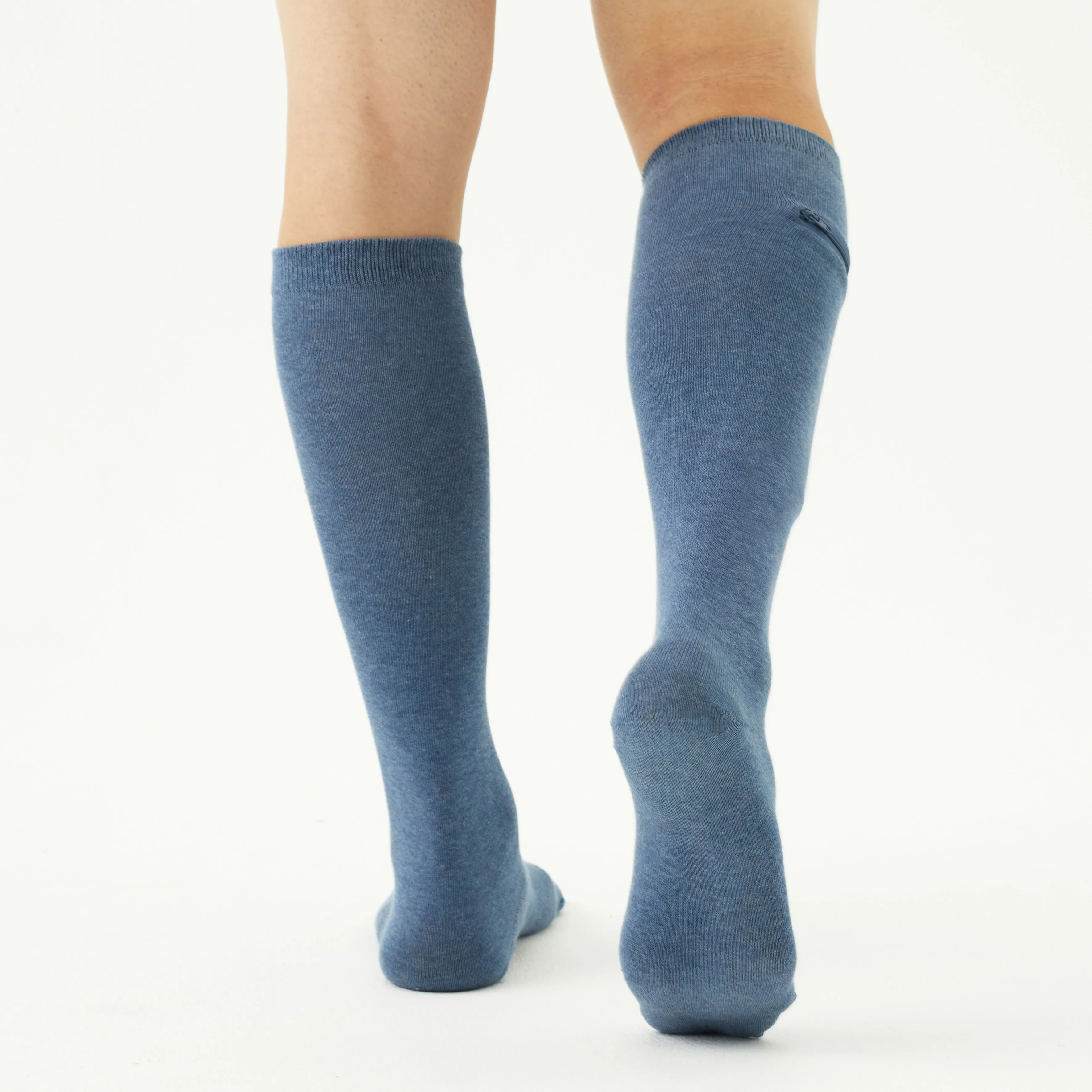 Unisex Knee High-Length Bamboo Zipper Pocket Travel Socks-All Sales Final