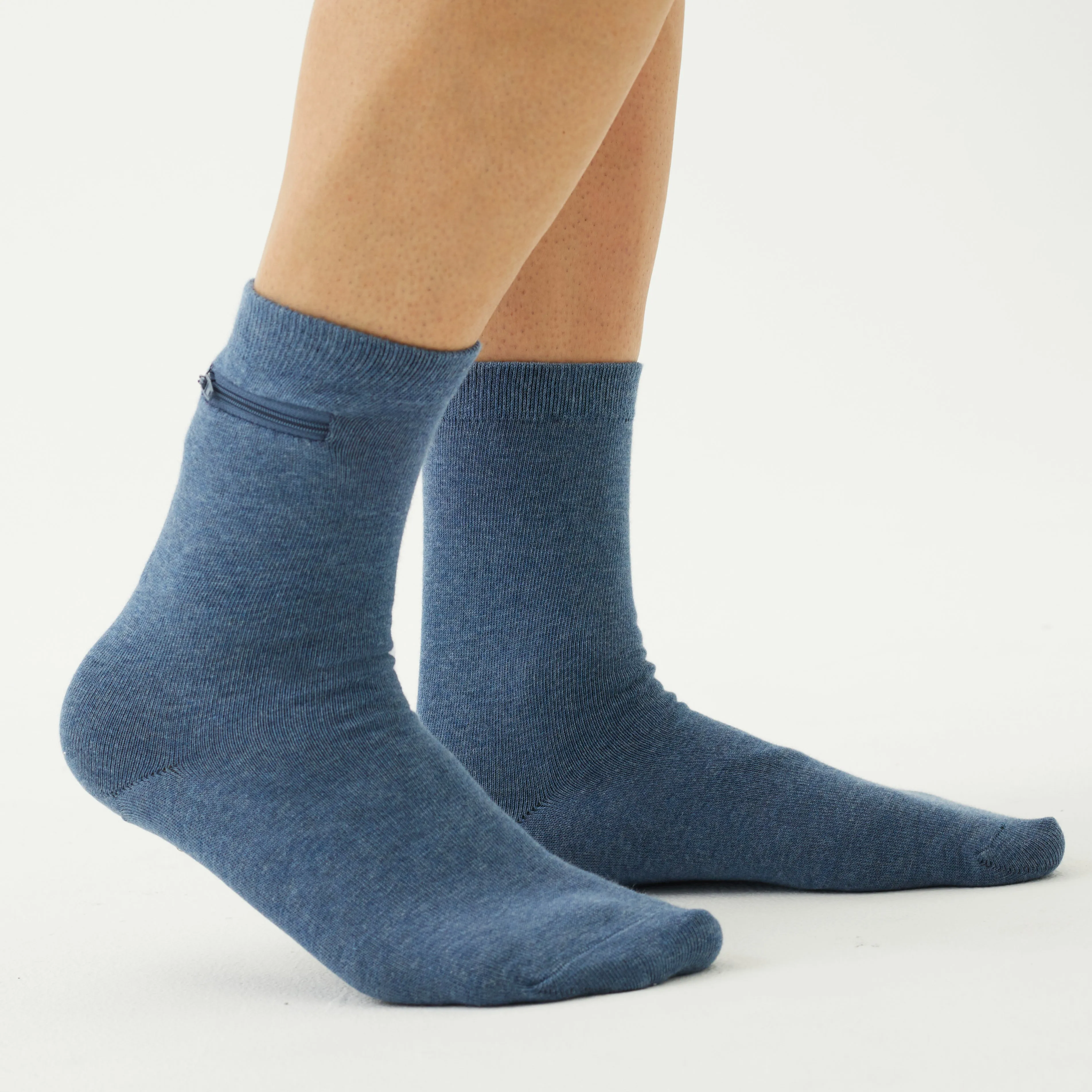 Unisex Quarter-Length Bamboo Zipper Pocket Travel Socks-All Sales Final