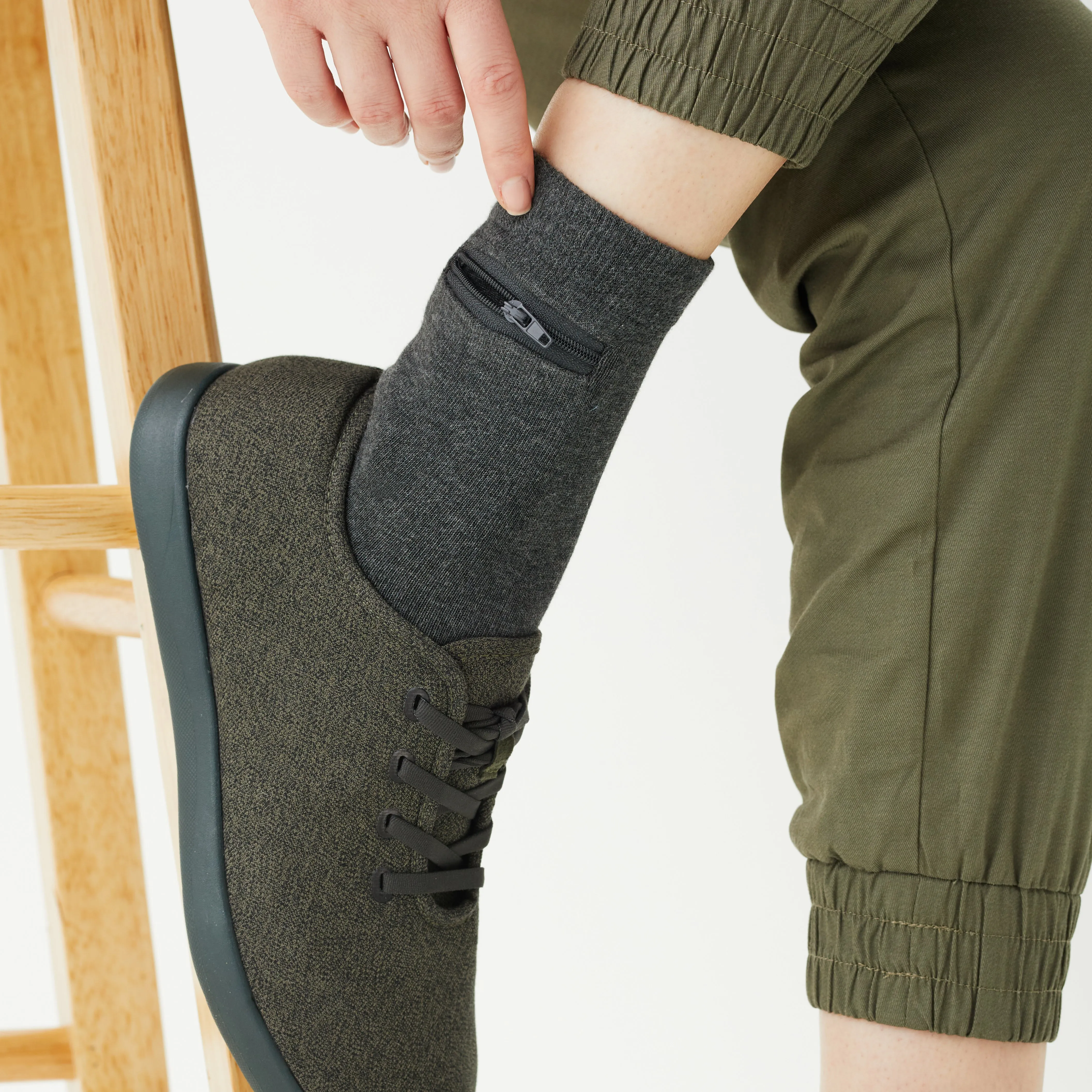 Unisex Quarter-Length Bamboo Zipper Pocket Travel Socks-All Sales Final