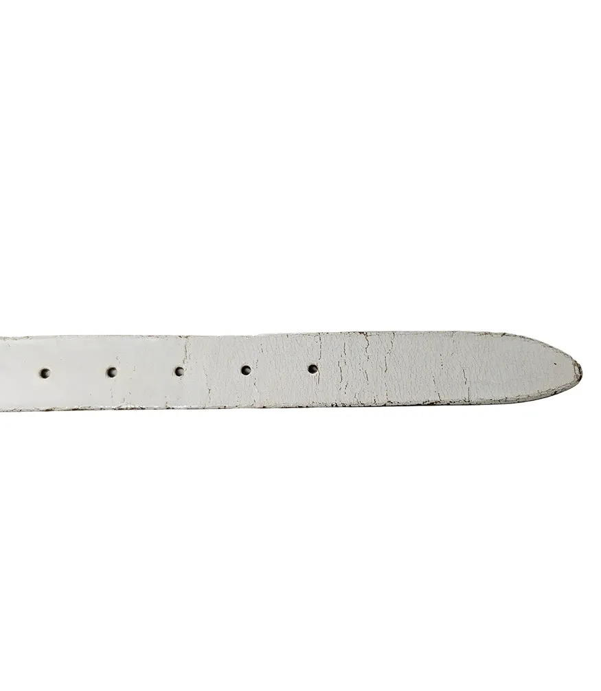 White Cracked Leather Belt