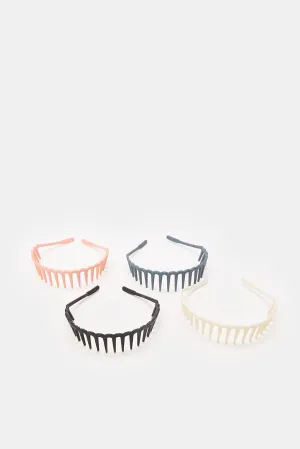 Women Plastic Tooth Head Band Set (4 Piece)