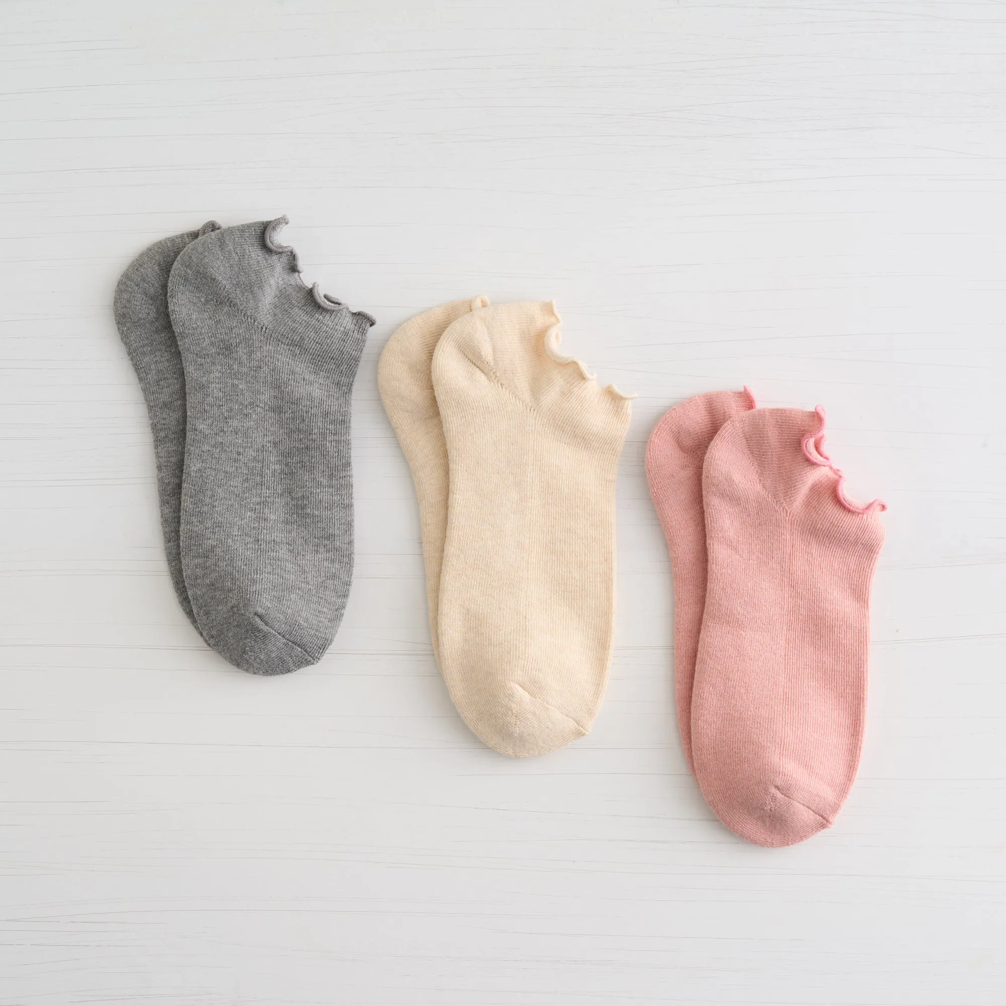 Womens Cotton Cloud Lettuce Edge Low Cut Sock - 3PK