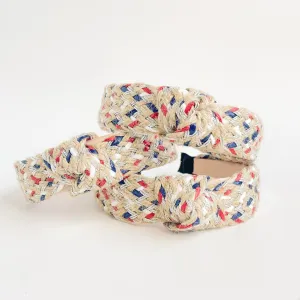 Woven Straw Red White Blue Headband