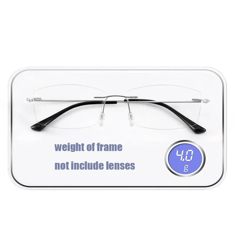 Zirosat Unisex Rimless Square Titanium Anti Blue Light Reading Glasses 8161